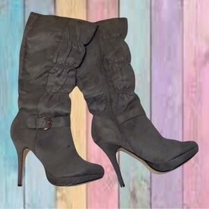 New Dreams Ester Gray Faux Suede High Heel Boots